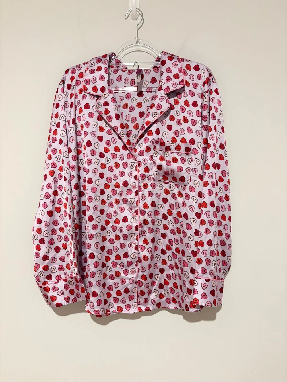 Adore Me Sammi Candy Heart Print Pajama Set Pink size XL